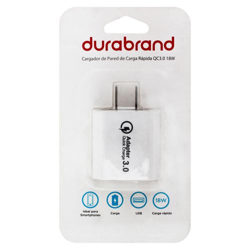 Cargador de pared Durabrand carga rápida QC3.0 18 W - ud