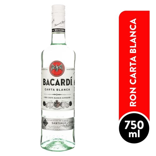 Ron blanco Bacardí carta blanca botella de vidrio - 750 ml