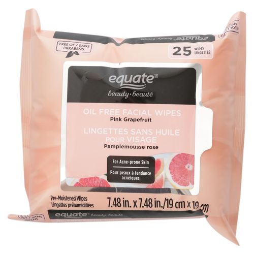 Toallitas desmaquillantes Equate sin aceite - 25 Uds