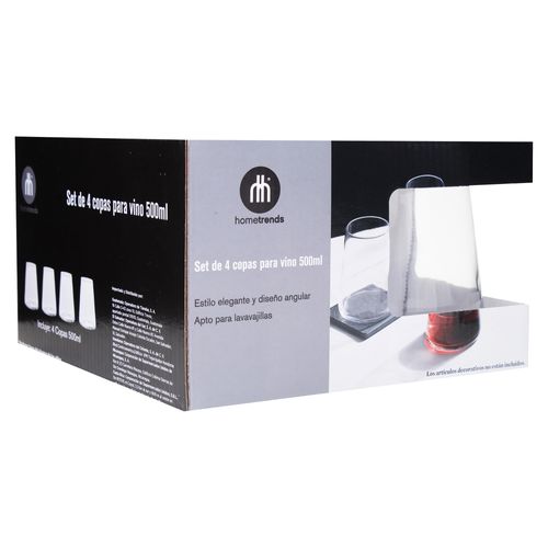 Copas de vidrio Home Trends para vino 4 uds -500 ml