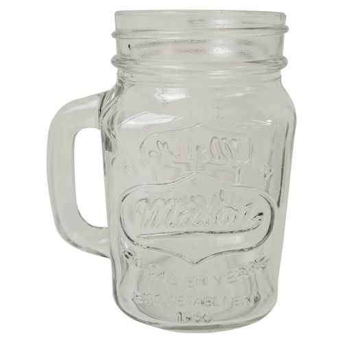 Set Mason Jarra Con Relieve De Vidrio - 4 Piezas