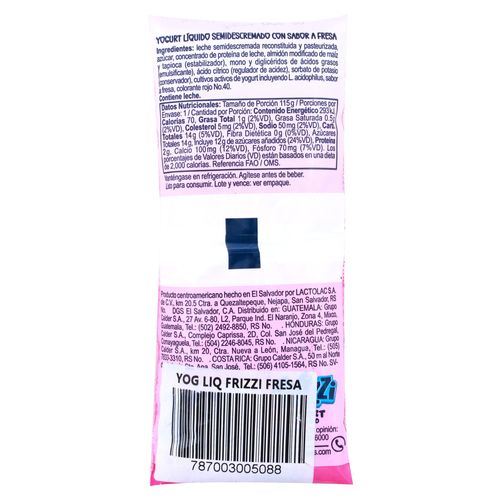 Yogurt Frizzi sabor fresa delicioso y cremoso - 115 g
