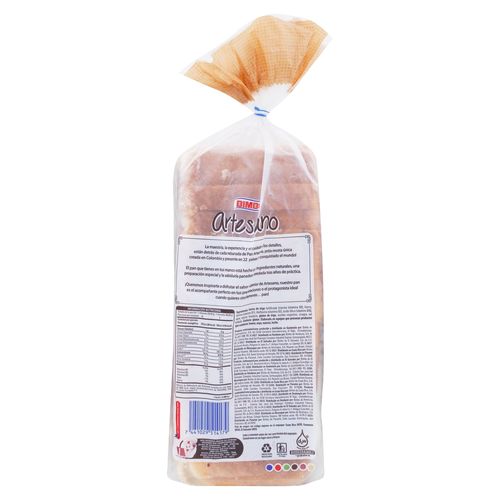 Pan Sandwich Bimbo Artesano Blanco  Mediano -  535gr