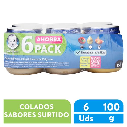 Colado Gerber surtido frasco 6 pack - 113 g