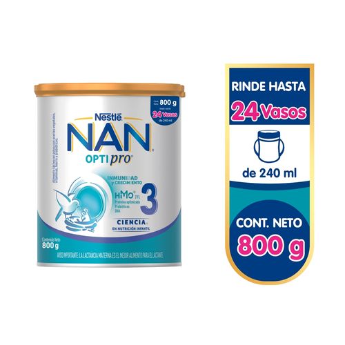 Alimento Lácteo  Nan® Optipro® 3 Lata, Con Acetites Vegetales, Vitaminas, Hierro Y Probióticos - 800g