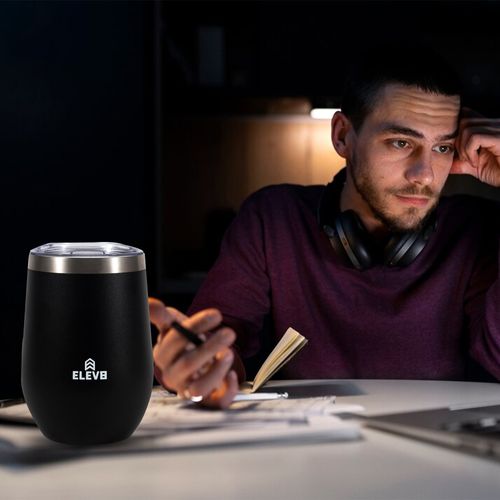 Copa de vino Elev8 insulada color negro -14 oz