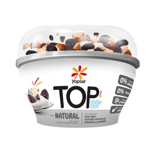 Yogurt Yoplait con topping de chips sabor chocolate semiamargo almendras y arándanos - 165 g