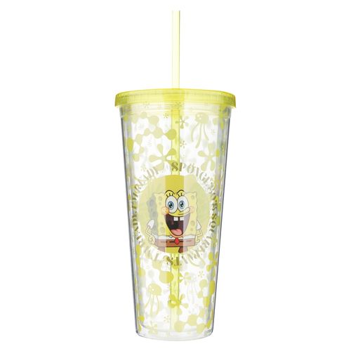 Vaso Nickelodeon doble pared con pajilla -650 ml