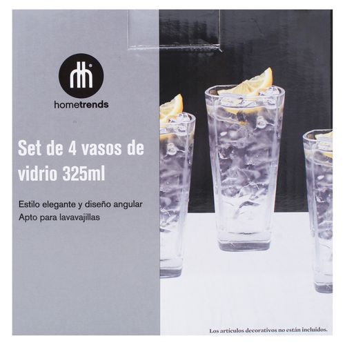 Vasos Home Trends de vidrio 4 uds -325 ml
