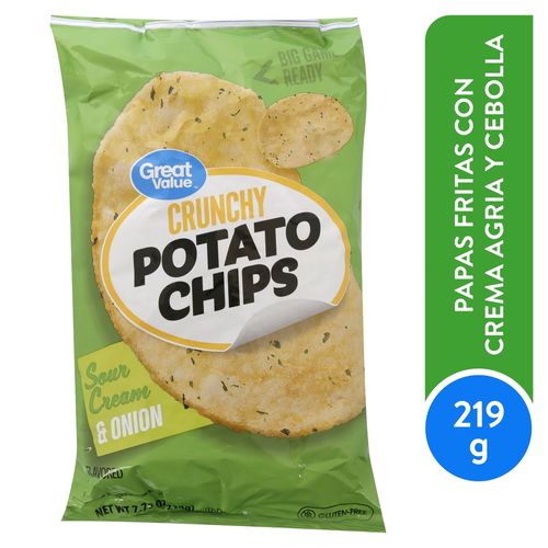 Papas Great Value Sabor Crema Y Cebolla - 219 g