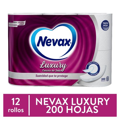 Papel Higiénico Nevax Luxury Caricia De Seda - 12 Rollos