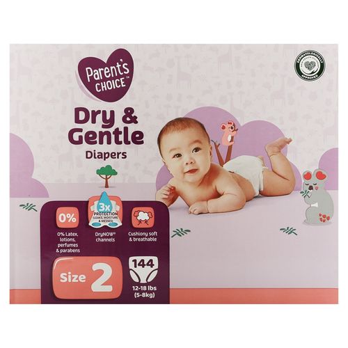 Pañales Parent's Choice Dry and Gentle T2 - 144 Unidades