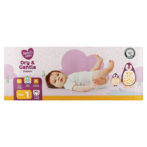 Pañales Parent's Choice Dry and Gentle T1 - 162 Unidades