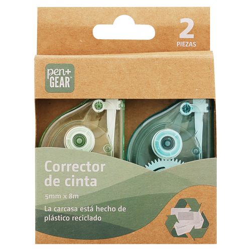 Corrector Pen + Gear de cinta elaborado de plástico reciclado - 2 pzas
