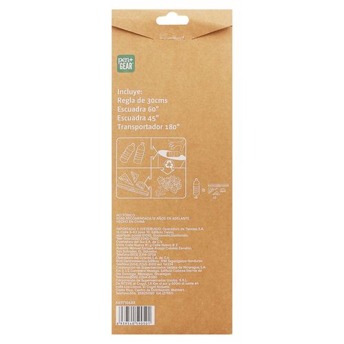 Set geometría Pen + Gear plástico reciclado - 4 Pzas