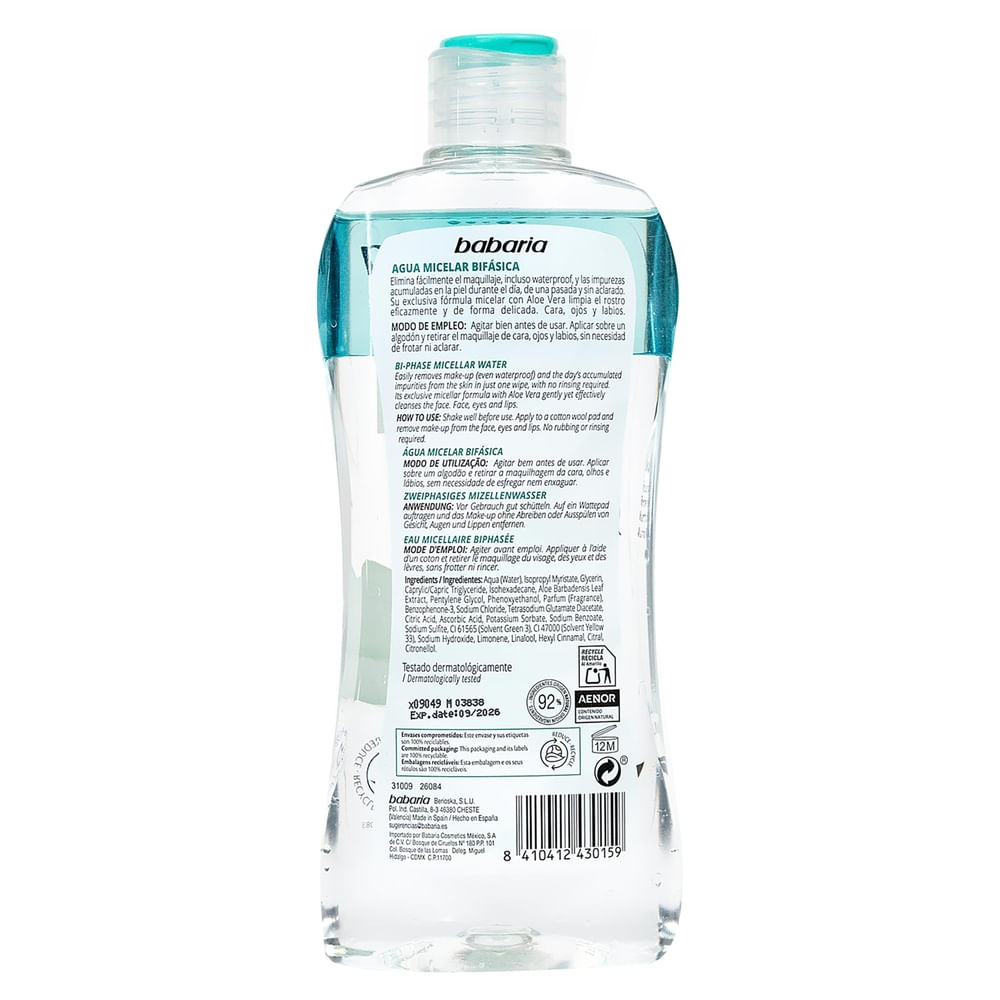 BABARIA Agua Micelar Todo En Gel - 400 Ml, All-in-1 Mizellenwasser & Reinigungsgel