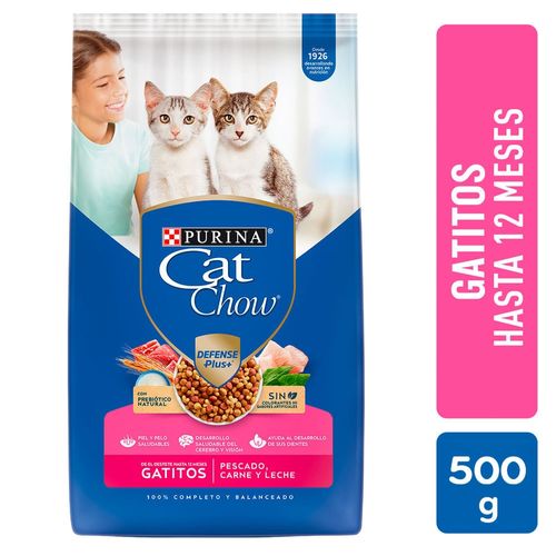 Alimento Gatito Purina Cat Chow Pescado, Carne y Leche -500g