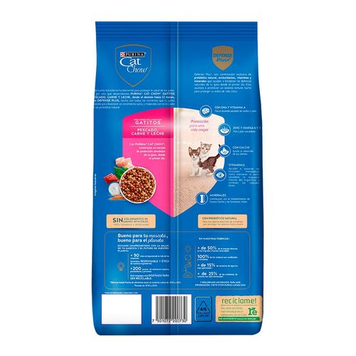 Alimento Gatito Purina Cat Chow Pescado, Carne y Leche -500g