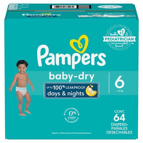 Pañales Pampers Baby Dry Talla 6 - 64 uds