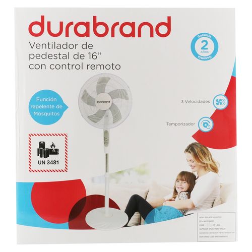 Ventilador Durabrand de pie repele mosquitos diámetro 16 pulgadas
