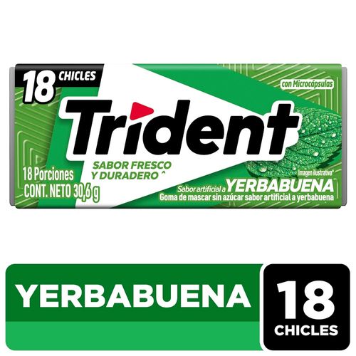 Goma De Mascar Trident Sabor Yerbabuena 18 und 30.6g