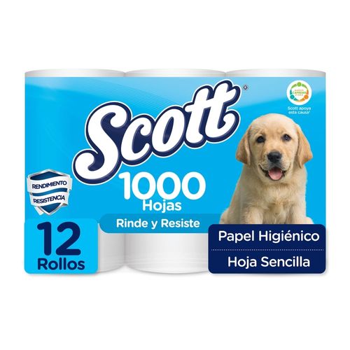 Papel Higiénico Scott 1000 Hojas - 12 Rollos