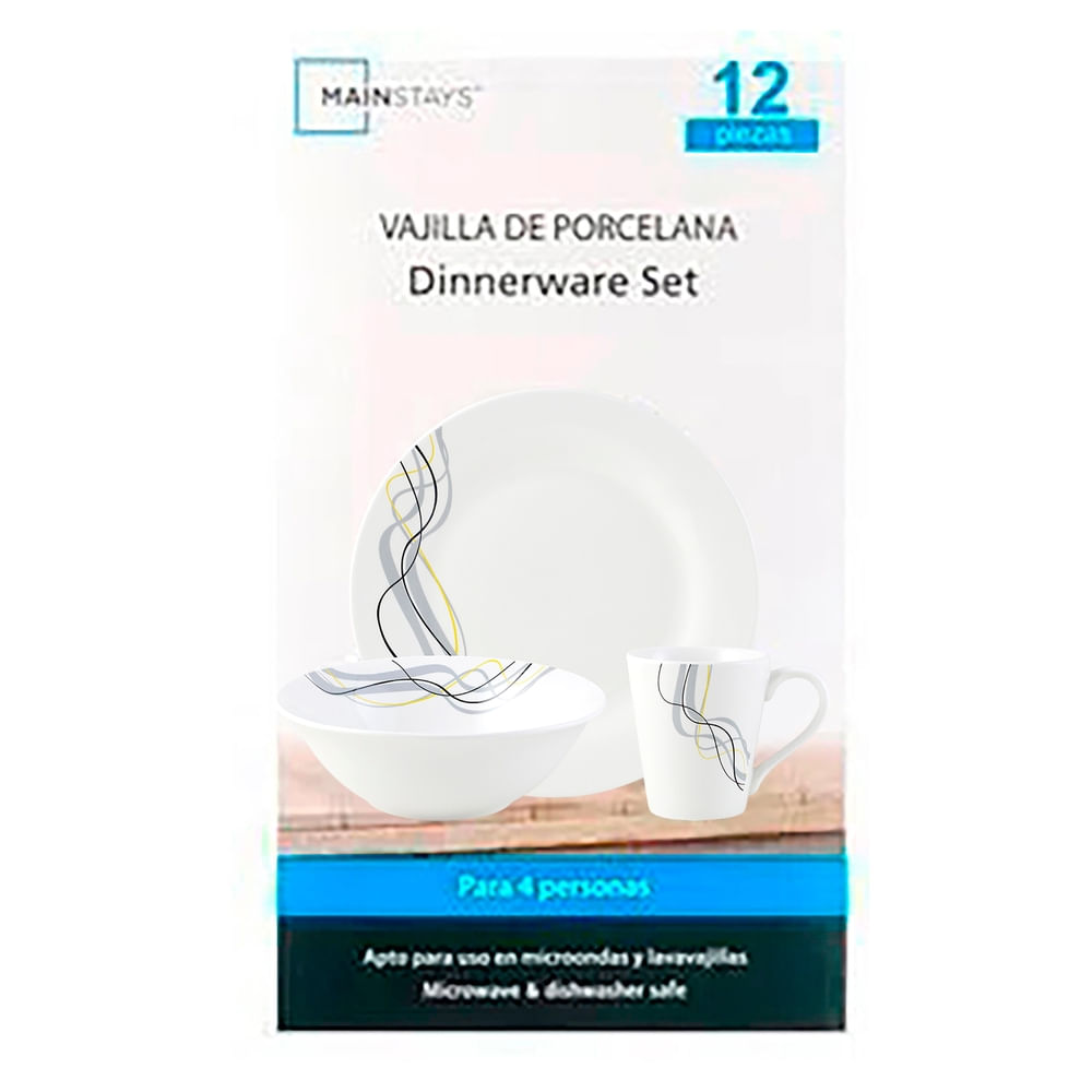 Comprar Vajilla Mainstays De Porcelana Con Diseño 12 Piezas Walmart  Nicaragua Walmart Comprá Online Entrega a Domicilio Rápida y Segura