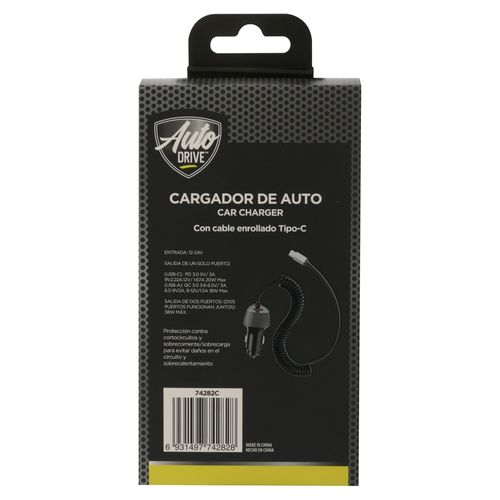 Cargador Para Auto Con Cable Para Tipo C