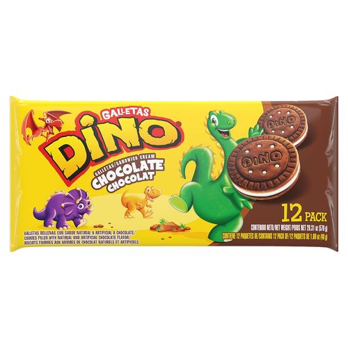 Galleta rellena Dino sabor chocolate 12 Uds - 576 g