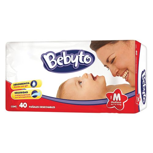 Pañales Desechables Marca Bebyto Talla M - 40 Unidades