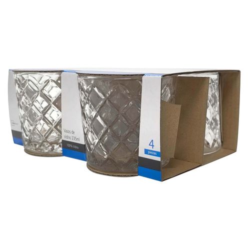 Ms Set De 4 Vasos Bajo De Vidrio 235Ml