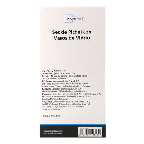 Ms Set De Pichel Con 5 Vasos De Vidrio