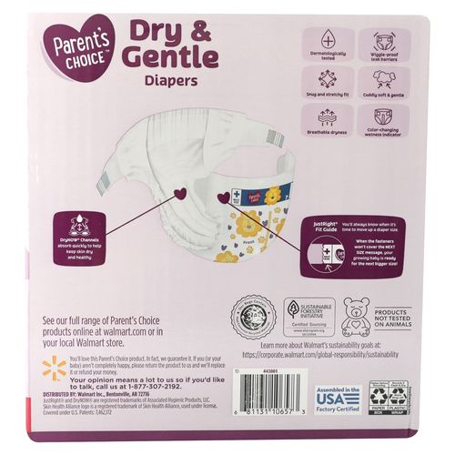 Pañales Parent's Choice Dry and Gentle T7 - 72 Unidades
