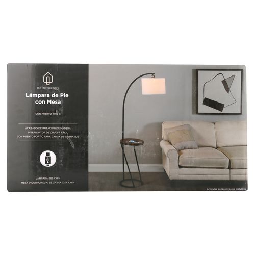 Lámpara Home Trends de pie con puerto C