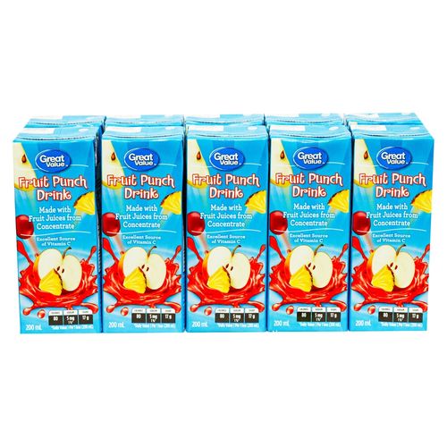 Jugo Great Value sabor fruit punch, 10 pack - 2000 ml