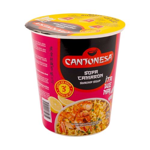 Sopa Instantanea Cantonesa Vaso Sabor Camarón - 64 g