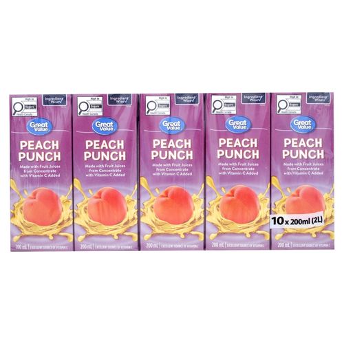 Jugo Great Value De Melocotón 10 Pack -2000 ml