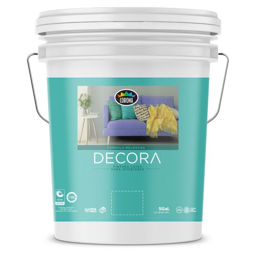 Pintura Latex Decora Para Interiores Formula Mejorada Color Menta En Cubeta - 5 Galones