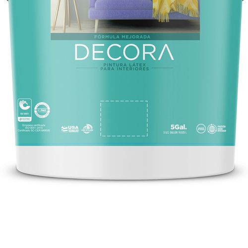 Pintura Latex Decora Para Interiores Formula Mejorada Color Durazno En Cubeta - 5 Galones