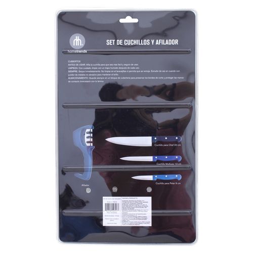 Set de cuchillos Home Trends con afilador - 3 Pzas