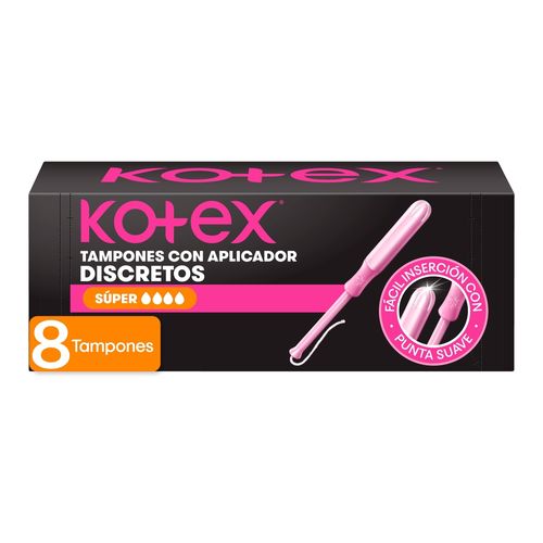 Tampones Kotex Super con Aplicador - 8 Unidades