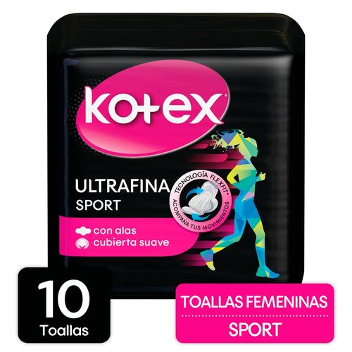 Toallas Femeninas Kotex Sport - 10 Unidades