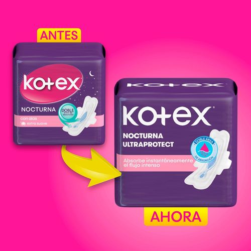 Toallas Femeninas Kotex Nocturna - 12 Unidades