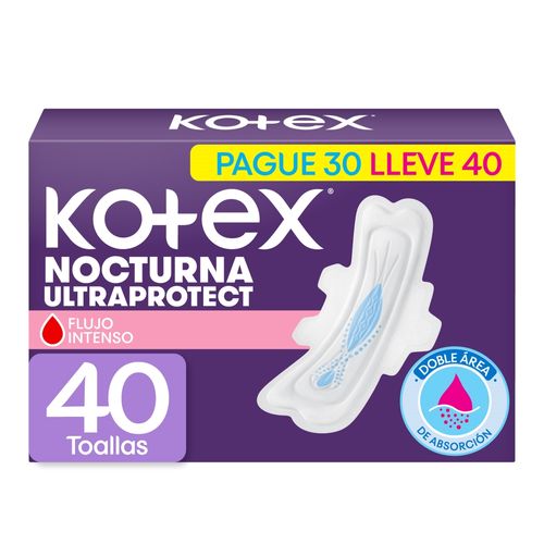 Toallas Femeninas Kotex Nocturna - 40 Unidades