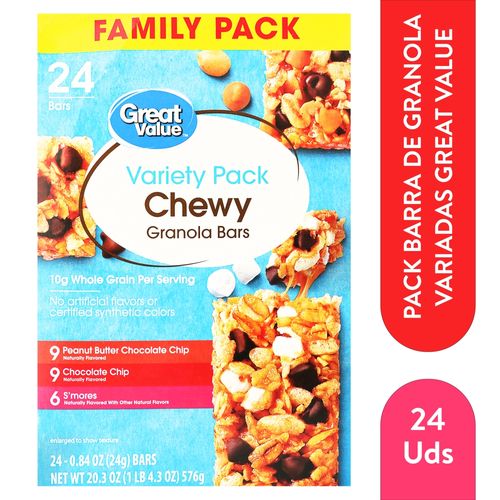 Barras Great Value granola 24 pack - 576 g