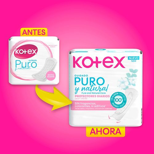 Protectores Diarios Kotex Puro Y Natural Hipoalergénico - 50Uds