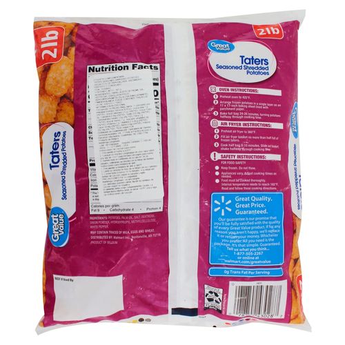 Papas a la francesa Great Value corte recto y congeladas - 2 Libras