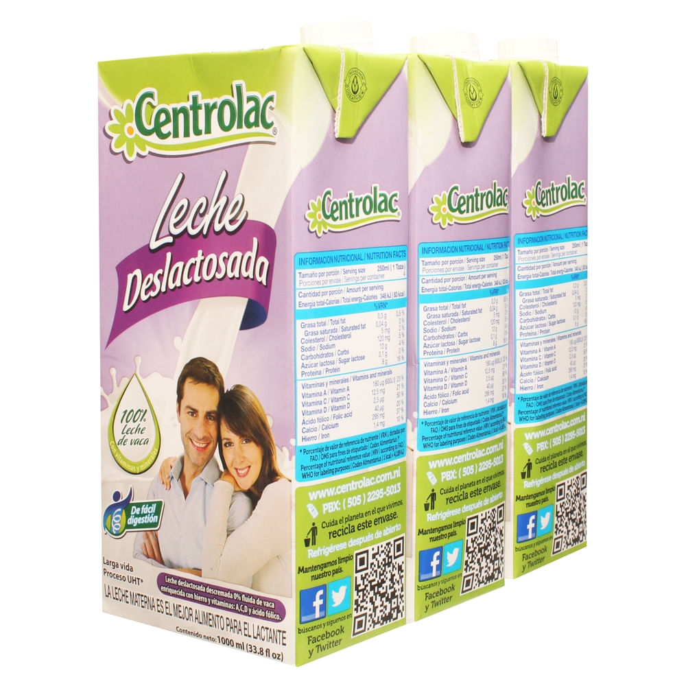 Leche Centrolac Deslactosada 3000 Ml 3pk - Walmart | Nicaragua