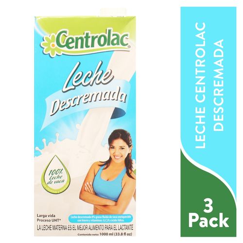 Leche Centrolac Descremada 3000 Ml 3 Pk