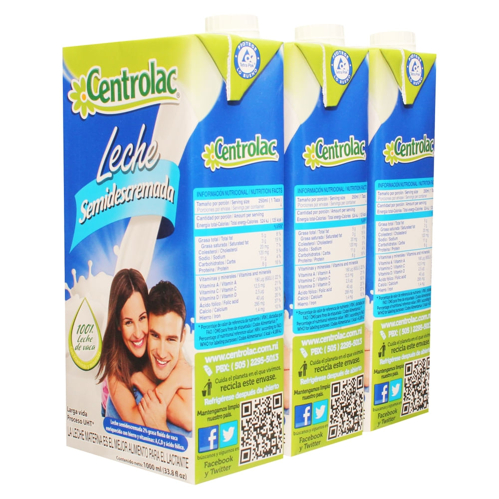 Lech Centrolac Semi Descrem 3000 Ml 3 Pk - Walmart | Nicaragua